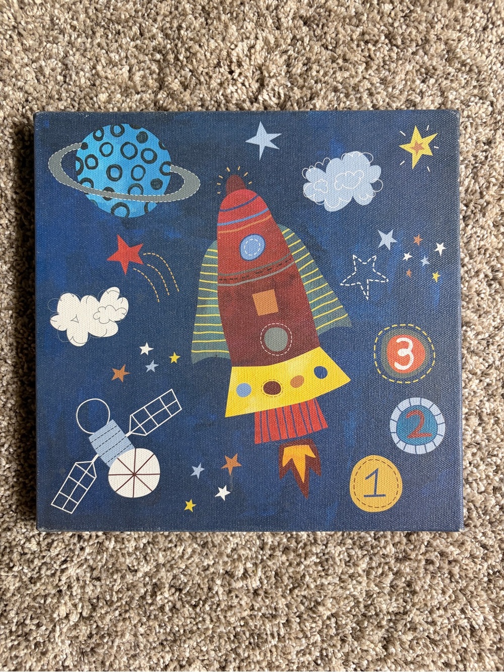 Oopsy Daisy Too Blast Off Rocket Kids Canvas Wall Art 10x10 Space Nursery Decor